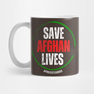 Save Afghan lives circle (dark background) Mug